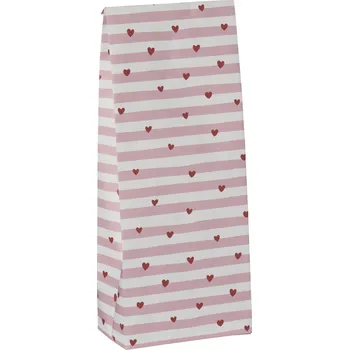 Balící papír Ib Laursen Papírový sáček Red Hearts / Pink stripes 30,5 cm – set 5 ks