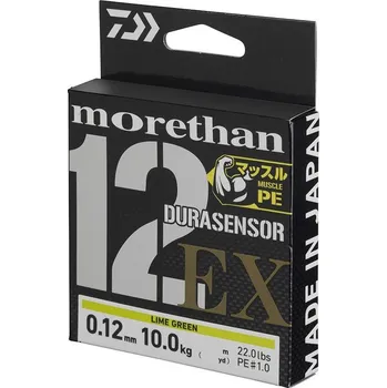 Rybářská šňůra Pletená Šňůra DAIWA Morethan Durasensor 12 Braid EX +Si3 Lime Green 200m 0,14mm/12,00kg