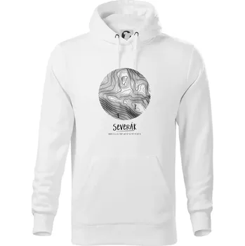 Pánská mikina Severák - vrstevnice v kruhu - Mikina pánská Cape s kapucí - 4XL ( Bílá )