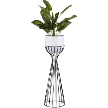 Květináč Květináč na stojanu LOFT V 68 cm černý/bílý