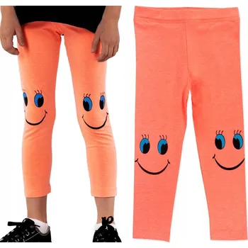 Dívčí oblečení YOCLUB dětské legíny 7/8 klasické bavlna oranžové velikost 110