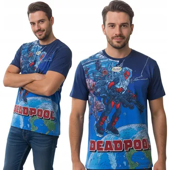 Pánské oblečení Tmavě modré tričko Deadpool MARVEL velikost L