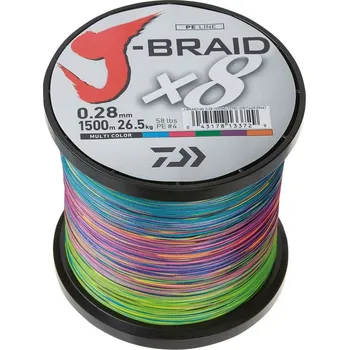 Pletená Šňůra Daiwa J-Braid X8 Multi-Color 1500m 0,13mm/8,0kg