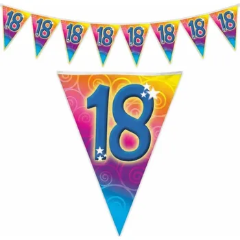 Plastová vlajková narozeninová girlanda číslo 18 délka 5m