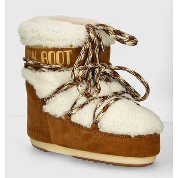 Dívčí sněhule Semišové sněhule Moon Boot MB ICON LOW SHEARLING 80D1409580.MA03 hnědá 88X, EUR 42/44