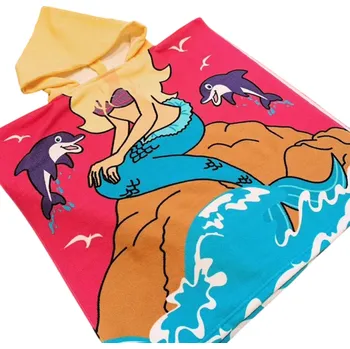 Kojenecká hygiena Dětský župan s kapucí 60 x 120 cm Pro výšku 80 - 130 cm Unisex župan s potiskem mořské panny a delfínů