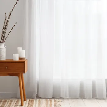 Voál bílý hladký s olůvkem ZAC-015 výška 325 cm Šití na míru