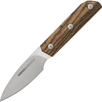 Viper MIRROR2 Drop Point Satin M390, Bocote Wood, Kožené pouzdro VT4062BC
