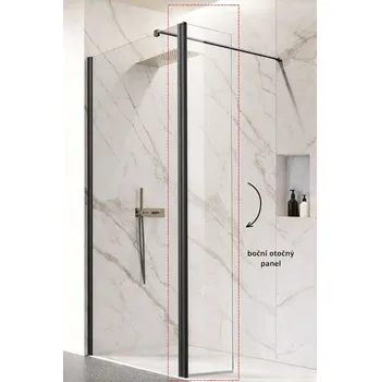 Boční otočný panel LAGOS GRAFIT NEW 200, Čiré bezpečnostní sklo - 8 mm, 30 cm BCLAGO2OPGC + slevový kód, + prodloužená záruka