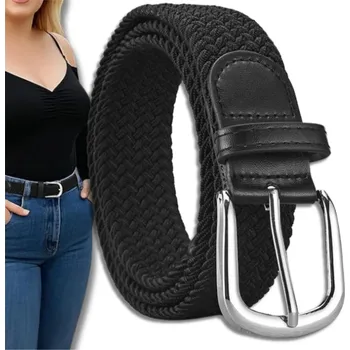 Opasek Camerazar Elastický černý splétaný pásek pro ženy a muže k kalhotám