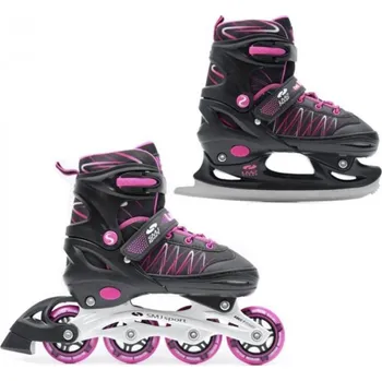 Zimní brusle Kolečkové brusle SMJ UT 103 Lea 2v1 černo/růžové