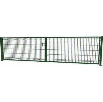 brána 3D Plotová brána dvoukřídlá, ocel, 153 × 400 cm, mechová zelená (RAL 6005)&nbsp;7061973