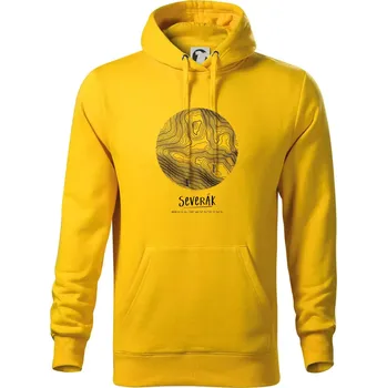 Pánská mikina Severák - vrstevnice v kruhu - Mikina pánská Cape s kapucí - S ( Žlutá )