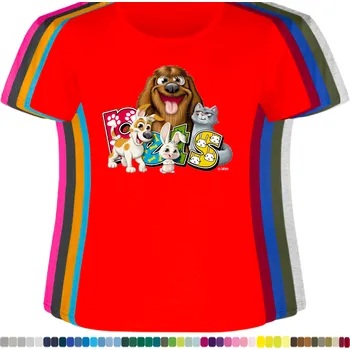 Dámské tričko damske-levne-bavlnene-tricko-digitalni-potisk-domaci-zviratka Barva: Red - červená, velikost: L