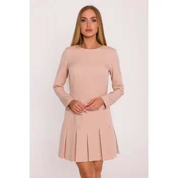 Dámské šaty Elegantní minišaty MOE M872 béžové EU velikost: XXL