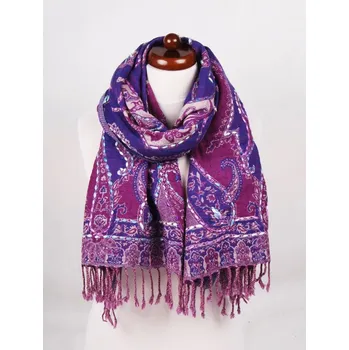 Šála Šála z merino vlny s vyšíváním fialovo-modrá