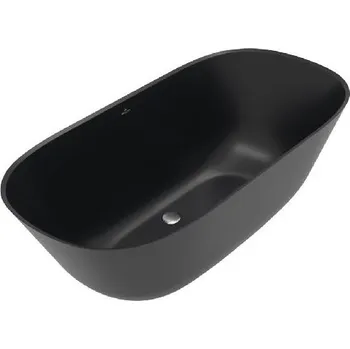 Villeroy & Boch Theano - Volně stojící vana, 155x75 cm, Quaryl, Pure Black UBQ155ANH7F200V-R7