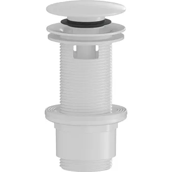 Odvodňovací žlab CERANO - Umyvadlová výpusť - 5/4“ click-clack s přepadem - plast - 67/82mm - bílá lesklá