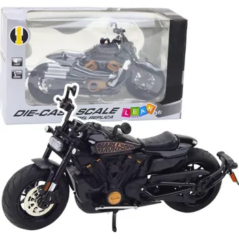 Hračka Motocykl Chopper Kovový Světla Zvuky Černý Zlaté Prvky 1:12