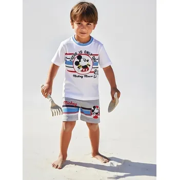 Bílo-šedý komplet trička a šortek Mickey Disney Velikost: 104