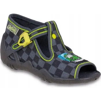 Chlapecké bačkory Befado dětské papuče na suchý zip šedé, velikost 18