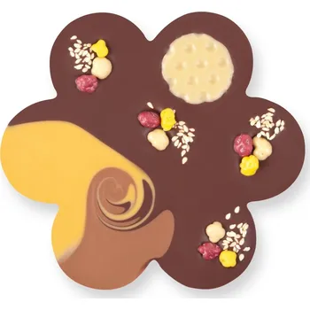 Čokoláda Zotter Bio květ z mléčné čokolády s meruňkami a mandlemi, 100 g