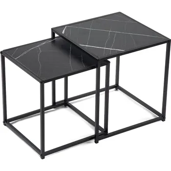 Obývací pokoj Vikio Set konferenčních stolků kov 38x41x38 dekor černé dřevo HKS102C