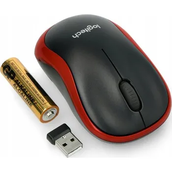 Myš Bezdrátová myš Logitech 910-002240 M185 červená, malá myš k notebooku a počítači