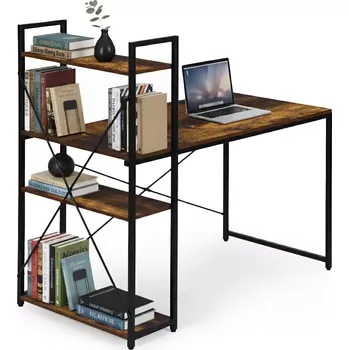 Psací stůl s policovým regálem 120 × 60 cm v loft stylu ModernHome