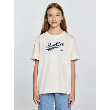 Dívčí tričko BIG STAR DÍVČÍ TRIČKO OVERSIZE S POTISKEM KRÉMOVÉ EMILLIA 103 146