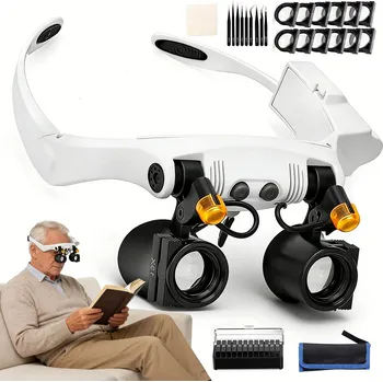 Lupa ZVĚTŠOVACÍ HODINÁŘSKÉ BRÝLE LUPA S LED DIODOU ZVĚTŠENÍ 3-15X