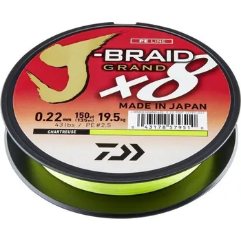 Rybářská šňůra Pletená Šňůra Daiwa J-Braid Grand X8 2700m Chartreuse 0,22mm/19,5kg