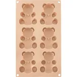 Silikonová forma na sušenky a muffiny medvídci 30 × 17,5 × 2 cm, béžová
