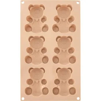 Forma na pečení Silikonová forma na sušenky a muffiny medvídci 30 × 17,5 × 2 cm, béžová