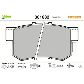 Brzdová destička Sada brzdových destiček, kotoučová brzda VALEO 301682