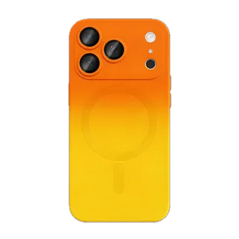 Pouzdro na mobilní telefon Gradient silikonový kryt MagSafe se sklem na fotoaparát pro iPhone 17 Pro MAX Barva: Oranžová/žlutá