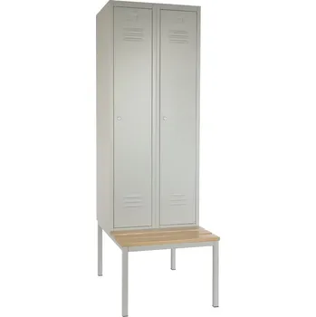 Šatní skříň Rauman Kovová šatní skříň s lavičkou, 60 x 85 x 185 cm, cylindrický zámek - světle šedá + doprava ZDARMA