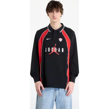 cyklistický dres Dres Jordan Flight Men's Long-Sleeve Polo Jersey Black/ University Red/ University Red S