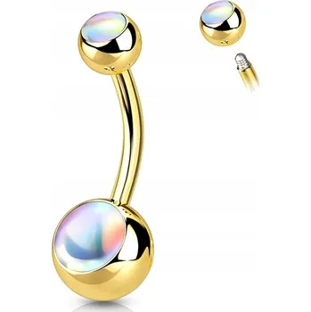 Piercing Piercing do pupíku s opalizujícím kamenem 1,6/10/5/8 zlatý