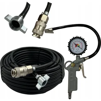 Příslušenství ke kompresoru Hadice pro huštění pneumatik 12m s manometrem a pistolí - kvalitní provedení