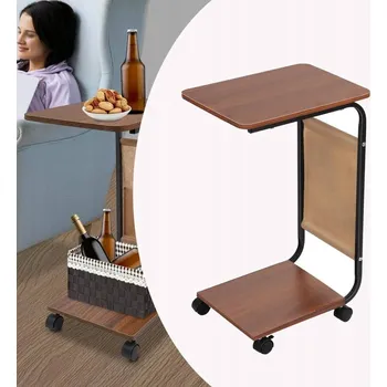 Konferenční stolek Mobilní konferenční stolek / Odkládací stolek na kolečkách - tmavá barva