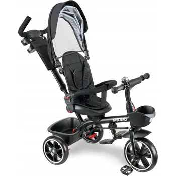 Dětská tříkolka TŘÍKOLKA MULTIFUNKČNÍ S VODICÍ TYČÍ A KOŠÍKEM ČERNÁ