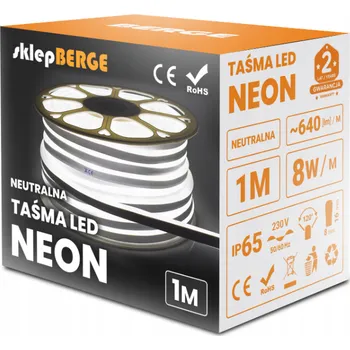 LED páska ECOLIGHT LED pásek NEON - 230V - 1m - 8W/m - IP68 - vodotěsný - neutrální bílá MS0258