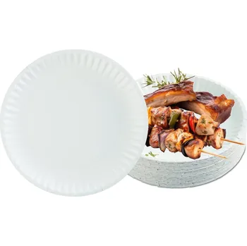 Talíř Jednorázový papírový jídelní talíř 23 cm bílý 100 kusů