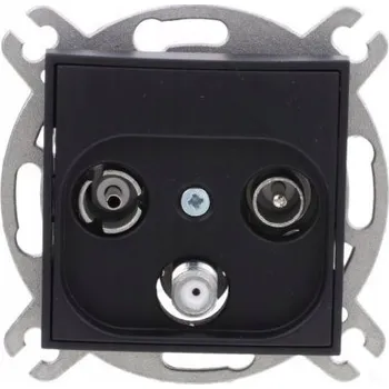 Elektrická zásuvka Anténní zásuvka RTV-SAT koncová 1,5dB černá Karlik Mini 12MGS