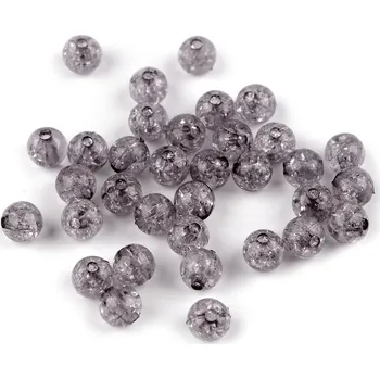 Dětské navlékací korálky Plastové korálky kraklované Ø8 mm, střední, 15 (2) šedá