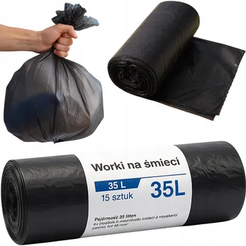 Pytle na odpadky UNIVERZÁLNÍ PYTLE NA ODPADKY BEZ ZÁPACHU PEVNÉ HDPE 35L 15KS ČERNÉ ROLE 50CM