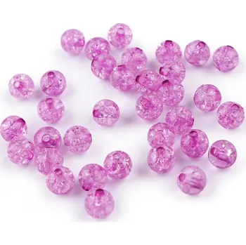 Dětské navlékací korálky Plastové korálky kraklované Ø8 mm, malé, 22 (25) levandulová