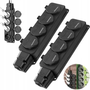 Elektrická zásuvka Venkovní Vodotěsná Zásuvka 2ks 4-cestná s Krytem