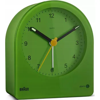 Budík ZELENÝ ANALOGOVÝ BUDÍK BRAUN BC22GN S ALARMEM, OPAKOVANÝM BUZENÍM A SVĚTELNÝM SENZOREM